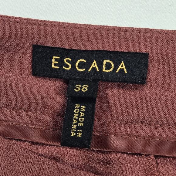 Escada Womens Pants Straight Leg Crop Trouser Sz 38 US 8 Classic Red Orange Pink - Picture 3 of 10